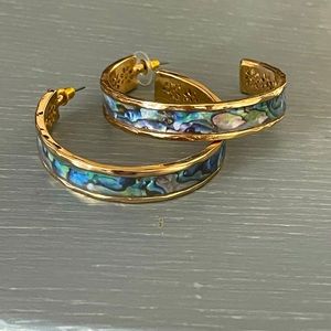 Bold Gold and Abalone Fashion Earrings